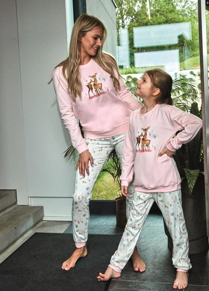 Розовая пижама для девочек подростков 164 fall 158-164 pink/ecru 978-23 Cornette