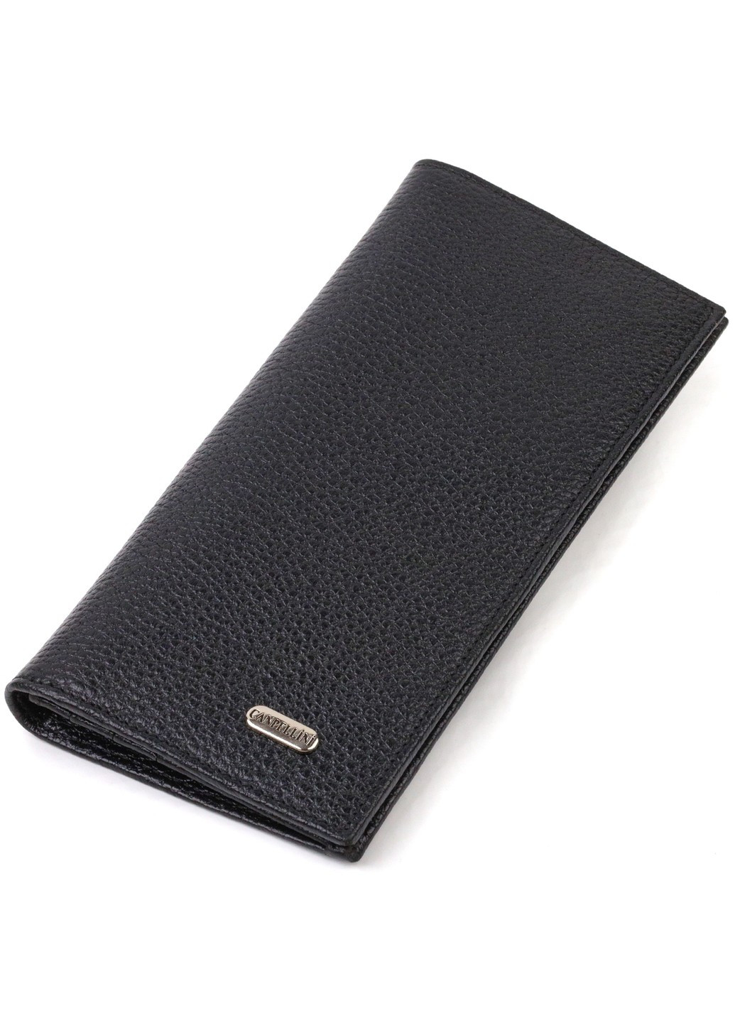 Чоловічий вертикальний гаманець із натуральної шкіри 21898 Чорний Canpellini (259873952)