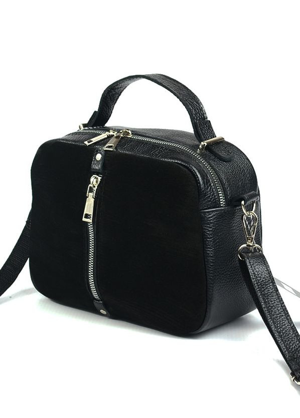 Замшева чорна маленька жіноча сумка крос-боді на плече, міні сумочка з натуральної шкіри та замші Serebro (266423755)