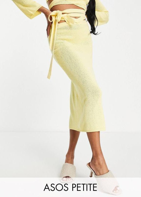 Светло-желтая праздничный, коктейльный, вечерний цветочной расцветки юбка Asos