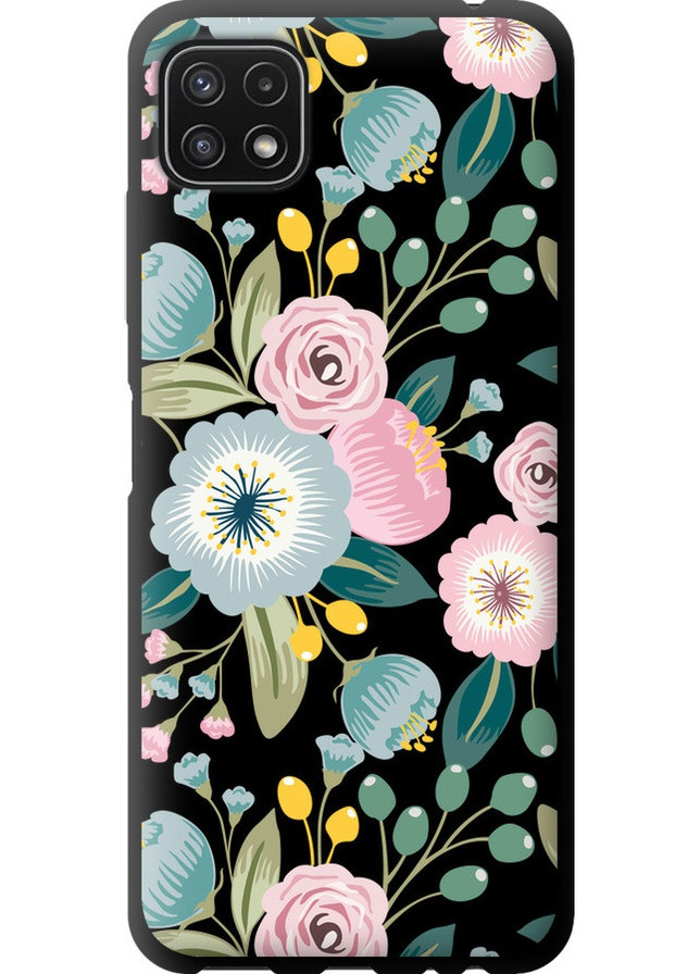 TPU чорний чохол 'Квіткові шпалери v2' для Endorphone Samsung Galaxy A22 5G A226B (258089514)