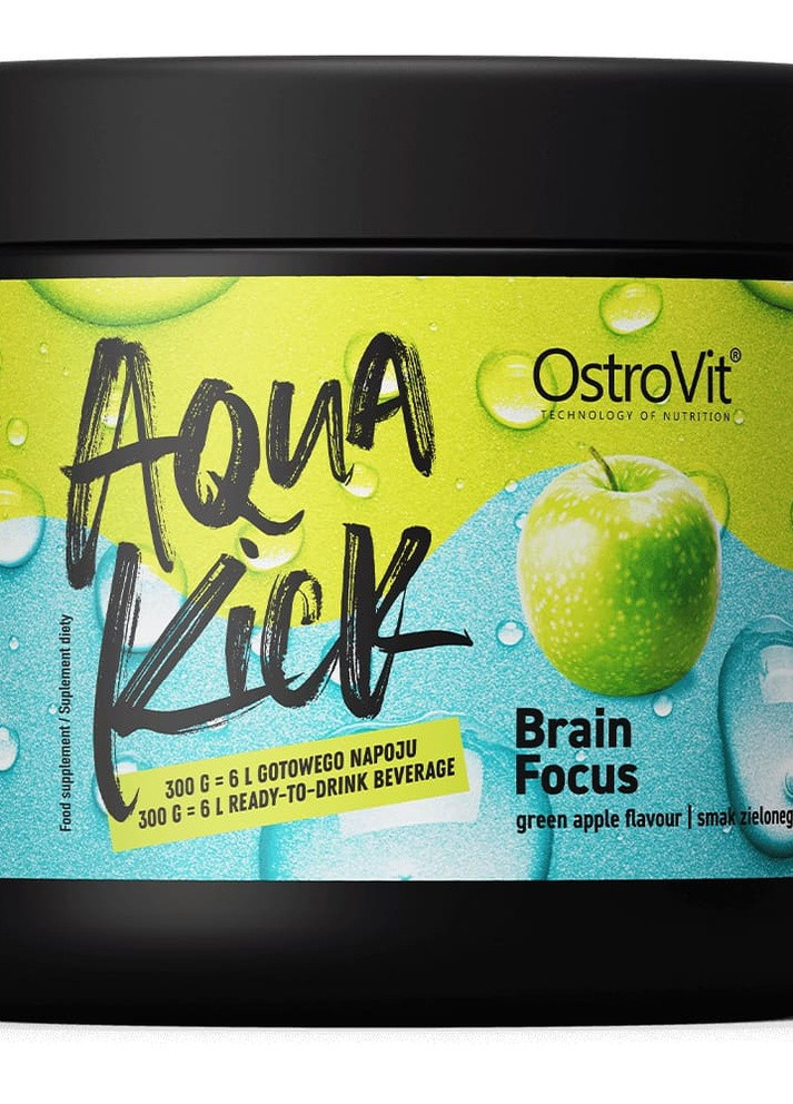 Aqua Kick Brain Focus 300 g /30 servings/ Green Apple Ostrovit (258499139)