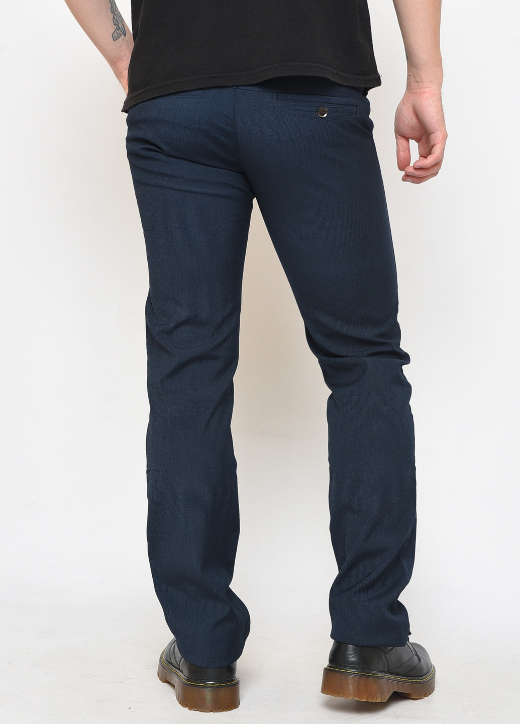 Темно-синие демисезонные прямые штаны мужские темно-синего цвета Let's Shop