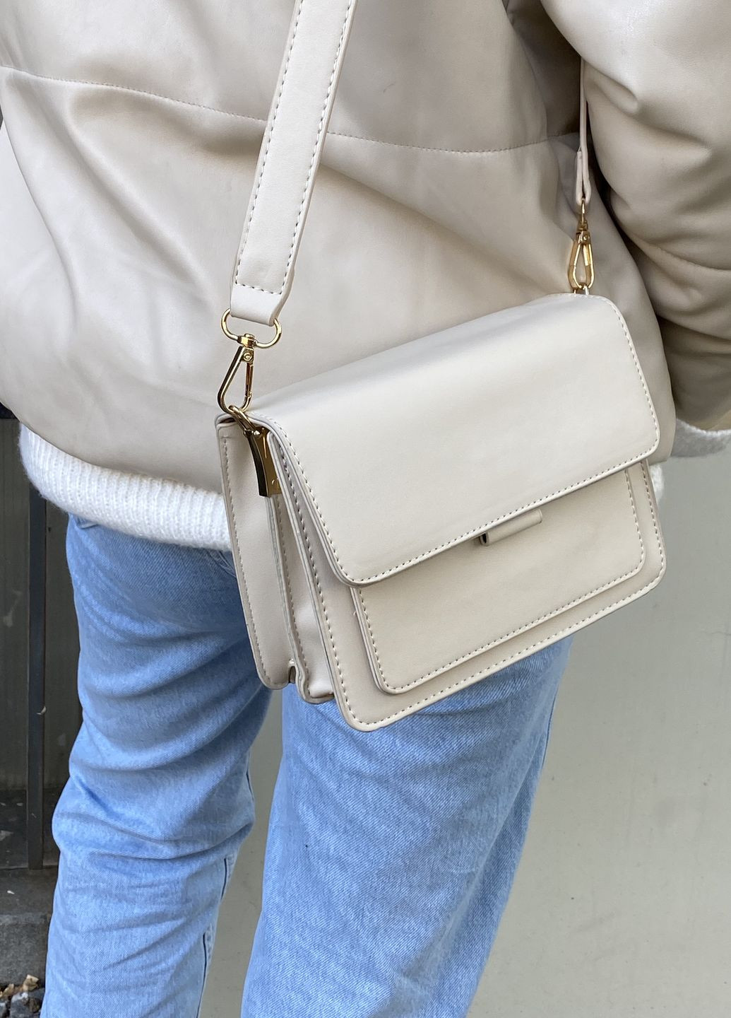 Женская сумка кросс-боди 00876 молочная белая No Brand (270282997)