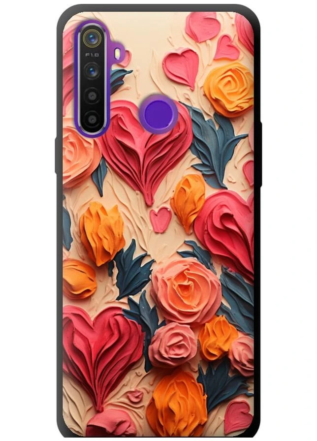 TPU чорний чохол 'Сердечка 3' для Endorphone Realme 6i (267234066)