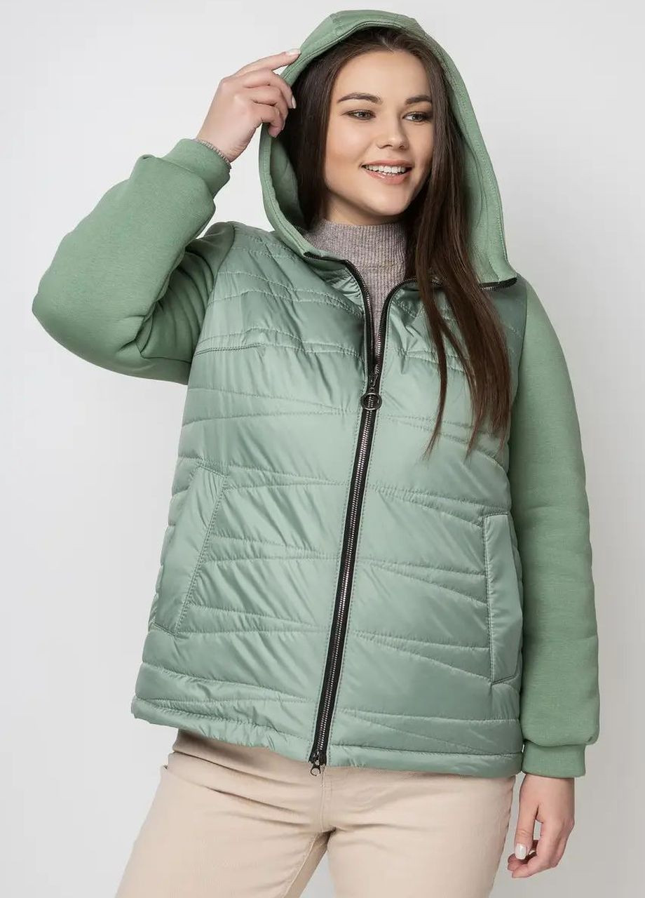 Оливковая демисезонная осенняя куртка женская большого размера SK