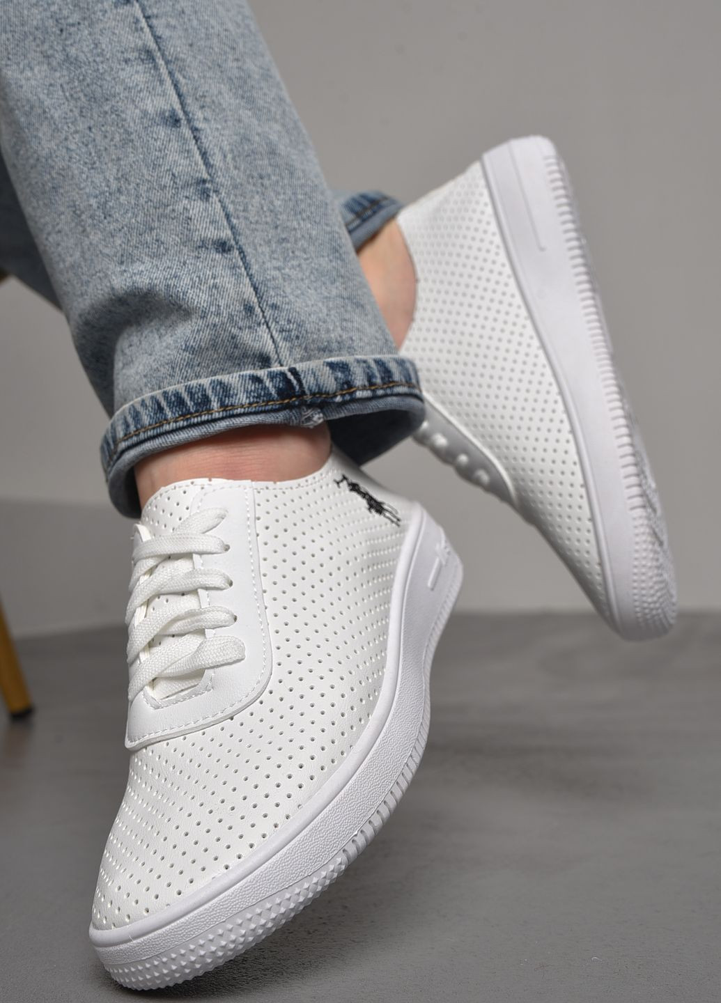 Мокасини жіночі білого кольору на шнурівці Let's Shop (277925652)