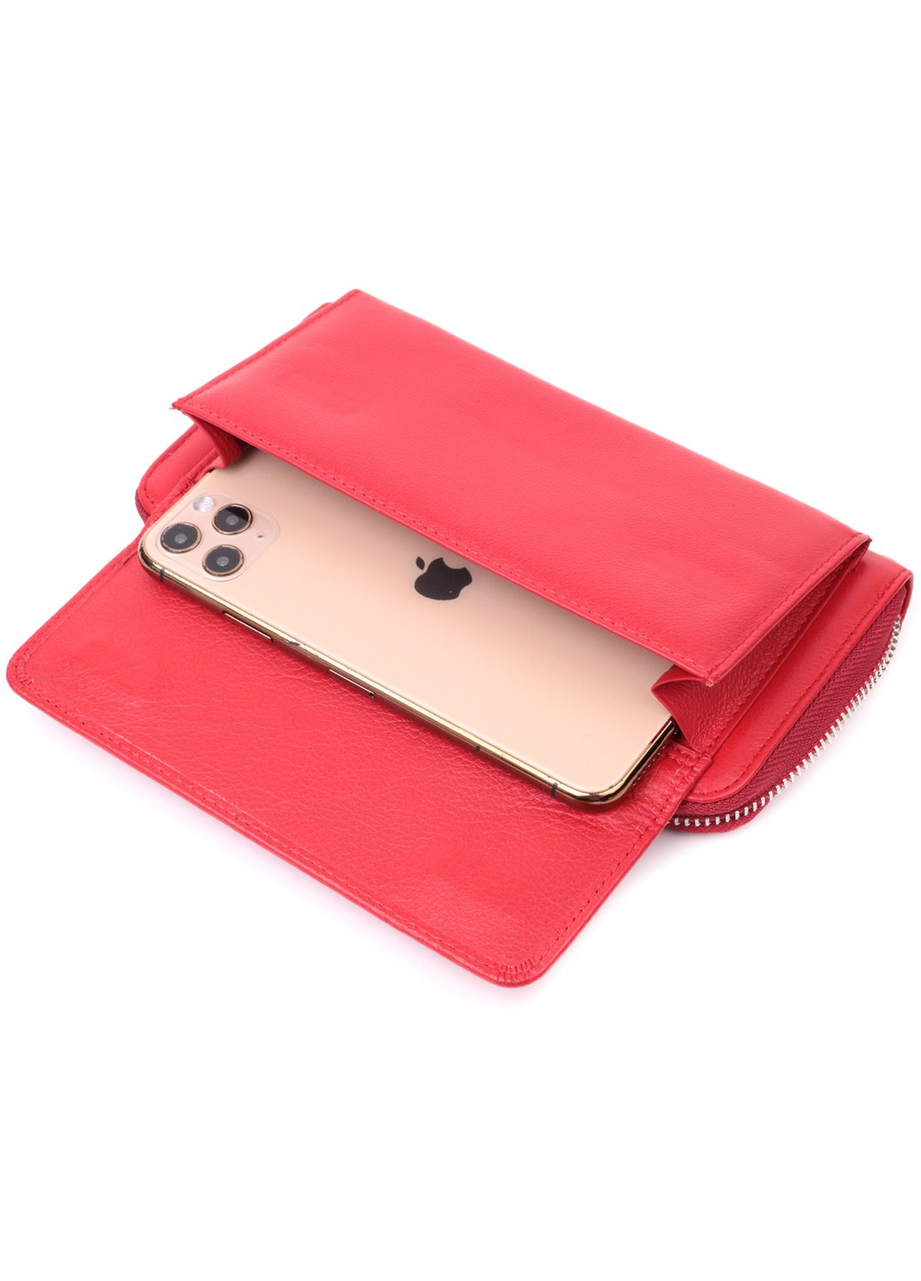 Симпатичный кошелек-клатч с ручкой для ношения в руке из натуральной кожи 22530 Красный st leather (277980482)