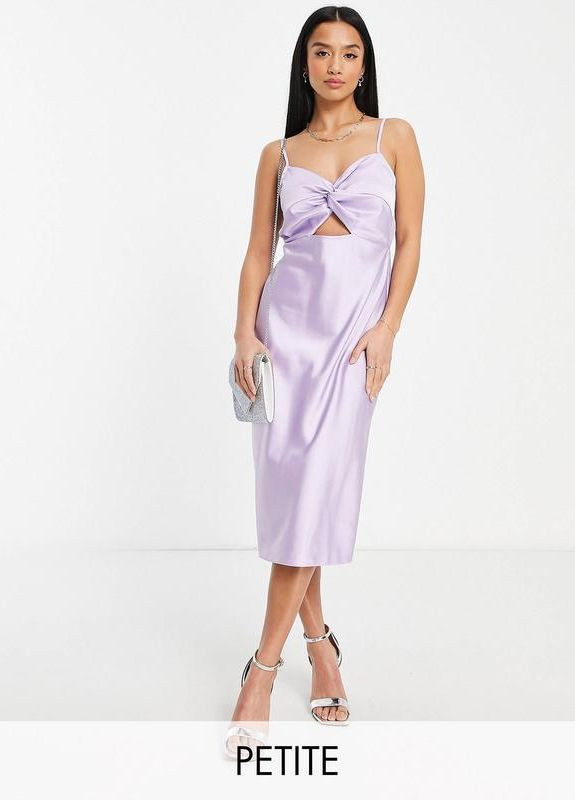 Бузкова бузкова атласна сукня-комбінація міді з вирізами Miss Selfridge