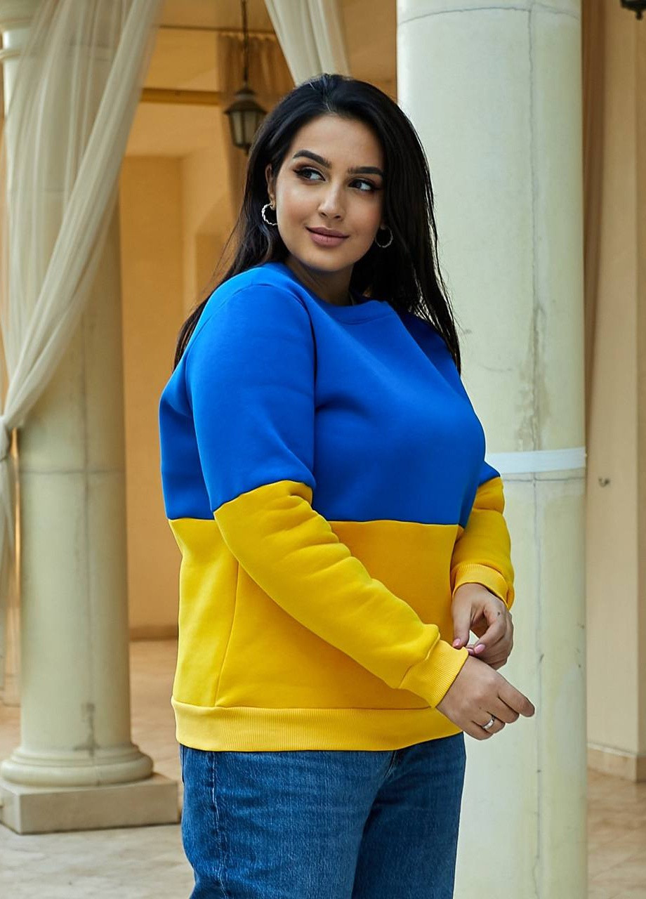 Женский теплый желто-голубой свитшот UKRAINE 385888 New Trend (258901780)