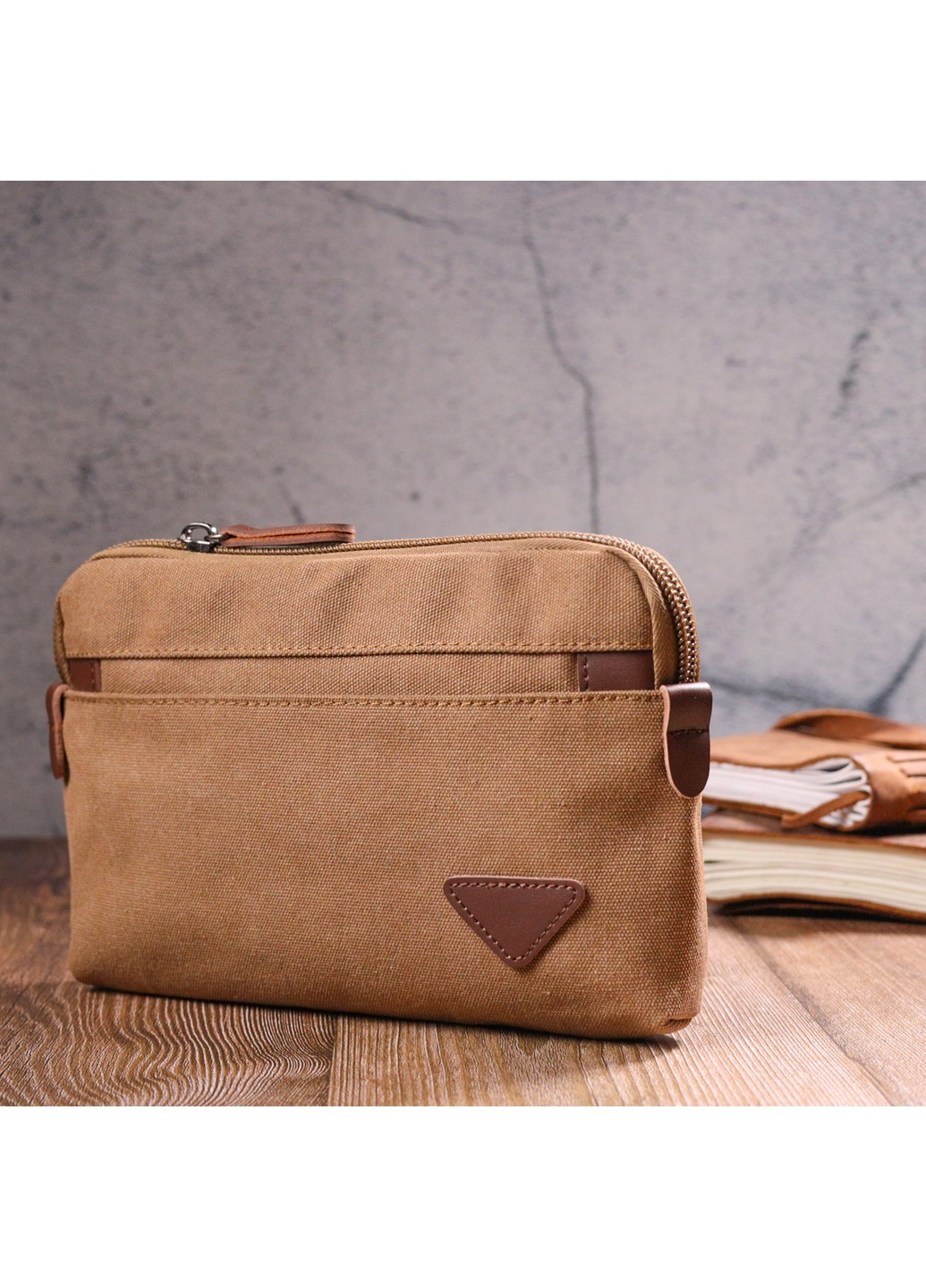 Практичная мужская барсетка из текстиля 21260 Коричневая Vintage (258286207)