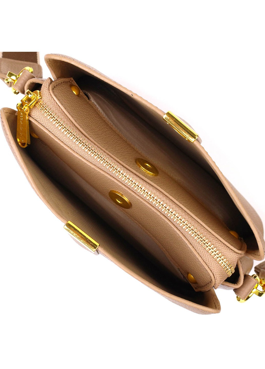 Жіноча модна сумка на три відділення з натуральної шкіри 22106 Бежева Vintage (260359835)