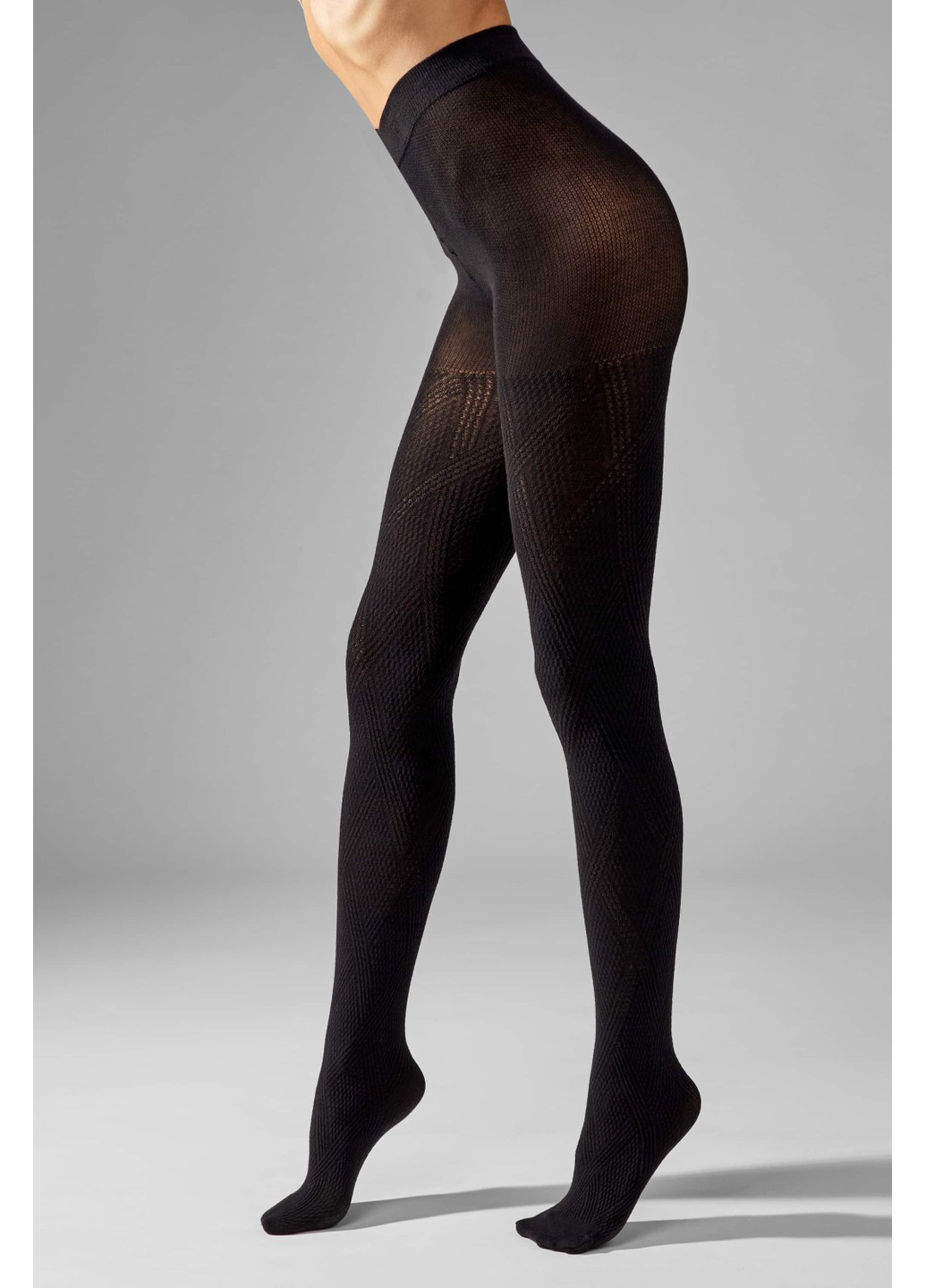 М'які бавовняні колготки 120 ден з візерунком у вигляді ромбів чорні L1930 Legs (266694082)