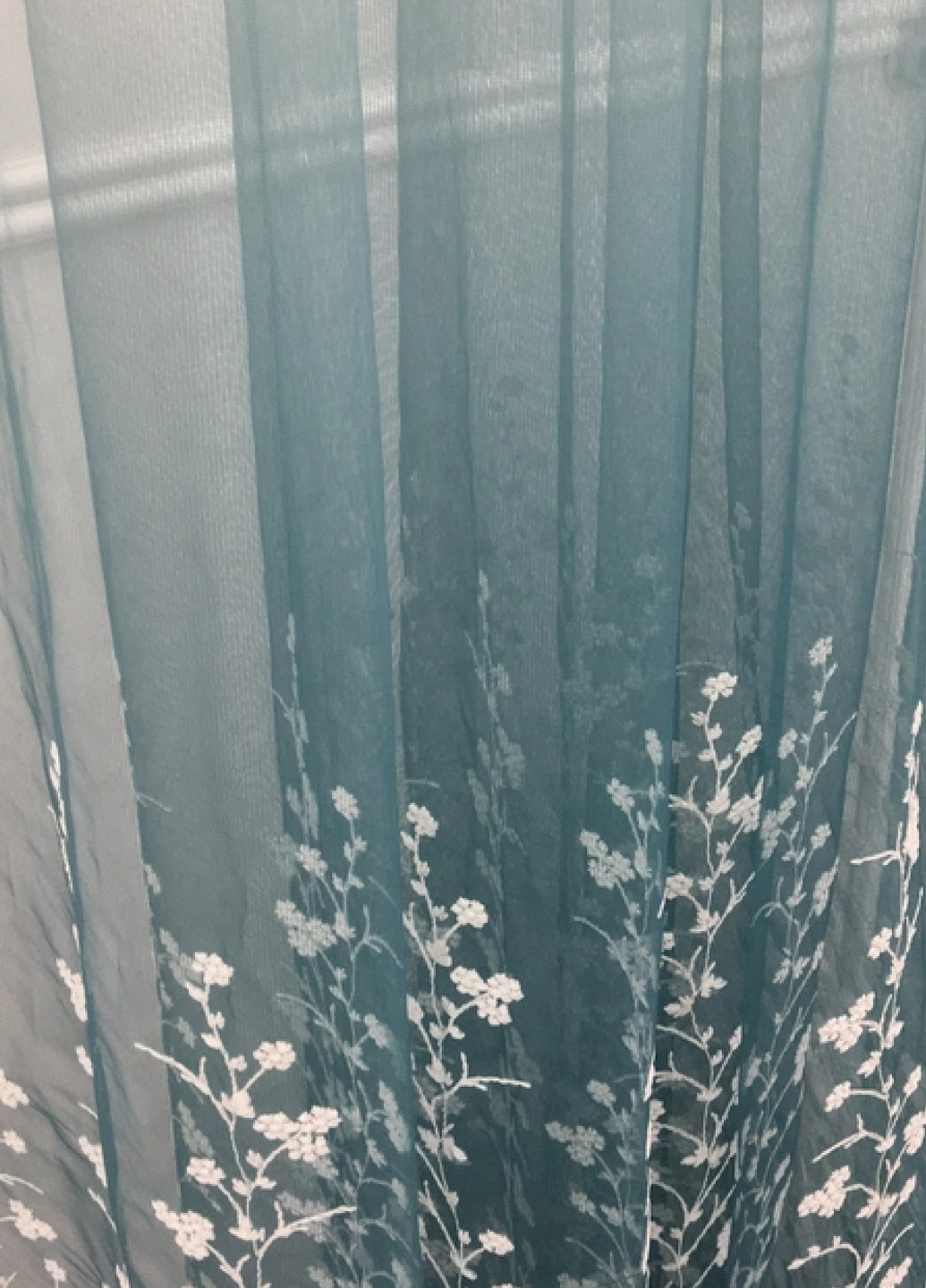 Готовый тюль фатин с вышивкой, градиент бирюзовый, ширина 300 см, высота 260 см No Brand (259215335)