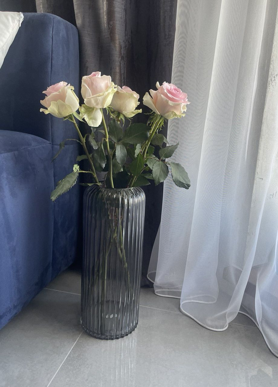 Ваза скляна Soul Jennifer h-37,5 см., d-15 см., сірий Soul free (264829243)