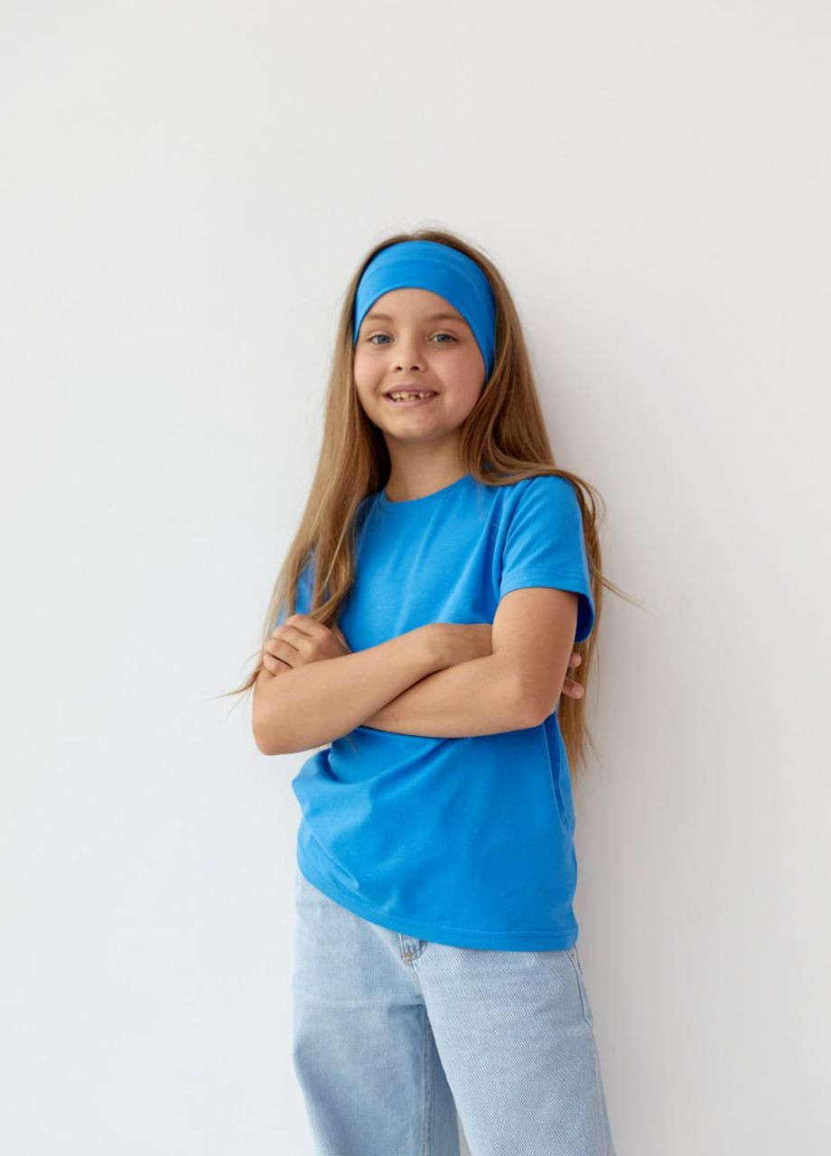 Голубая базовая детская однотонная футболка цвет голубой р.110 440832 New Trend