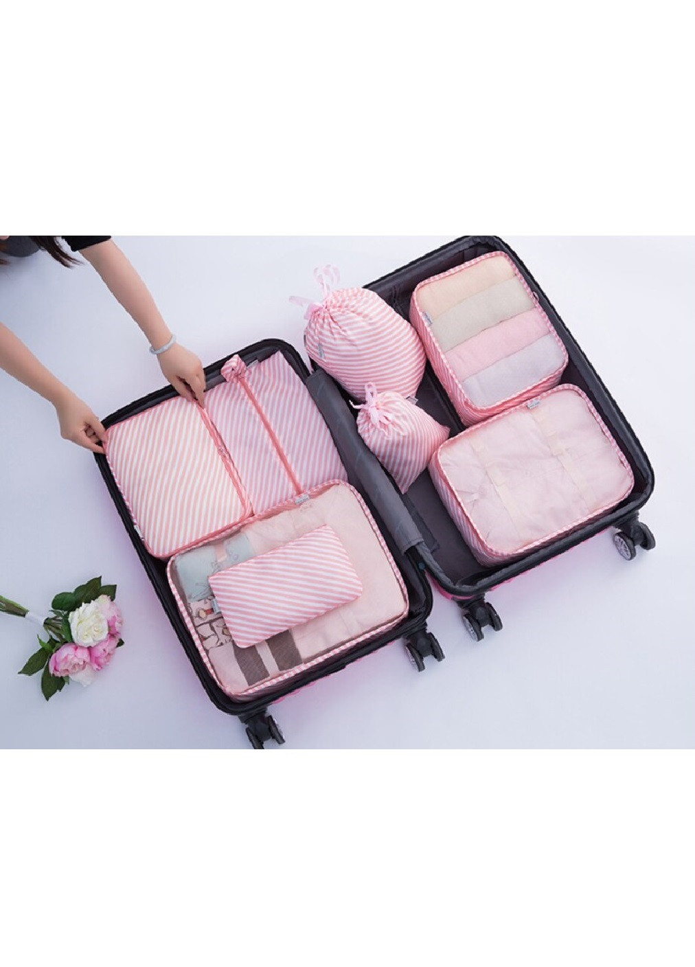 Набір комплект дорожніх органайзерів боксів кейсів для одягу білизни косметики аксесуарів 10 шт (475221-Prob) Рожевий Unbranded (263428176)