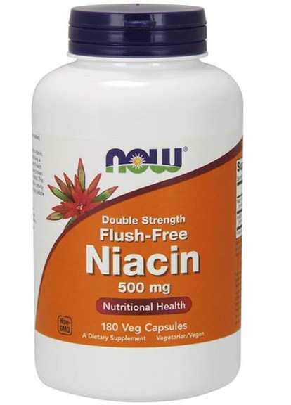 Flush-Free Niacin 500 mg Double Strength 180 Veg Caps Now Foods (256721579)
