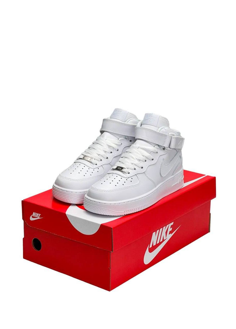 Белые зимние кроссовки женские, вьетнам Nike Air Force 1 High All White Fur