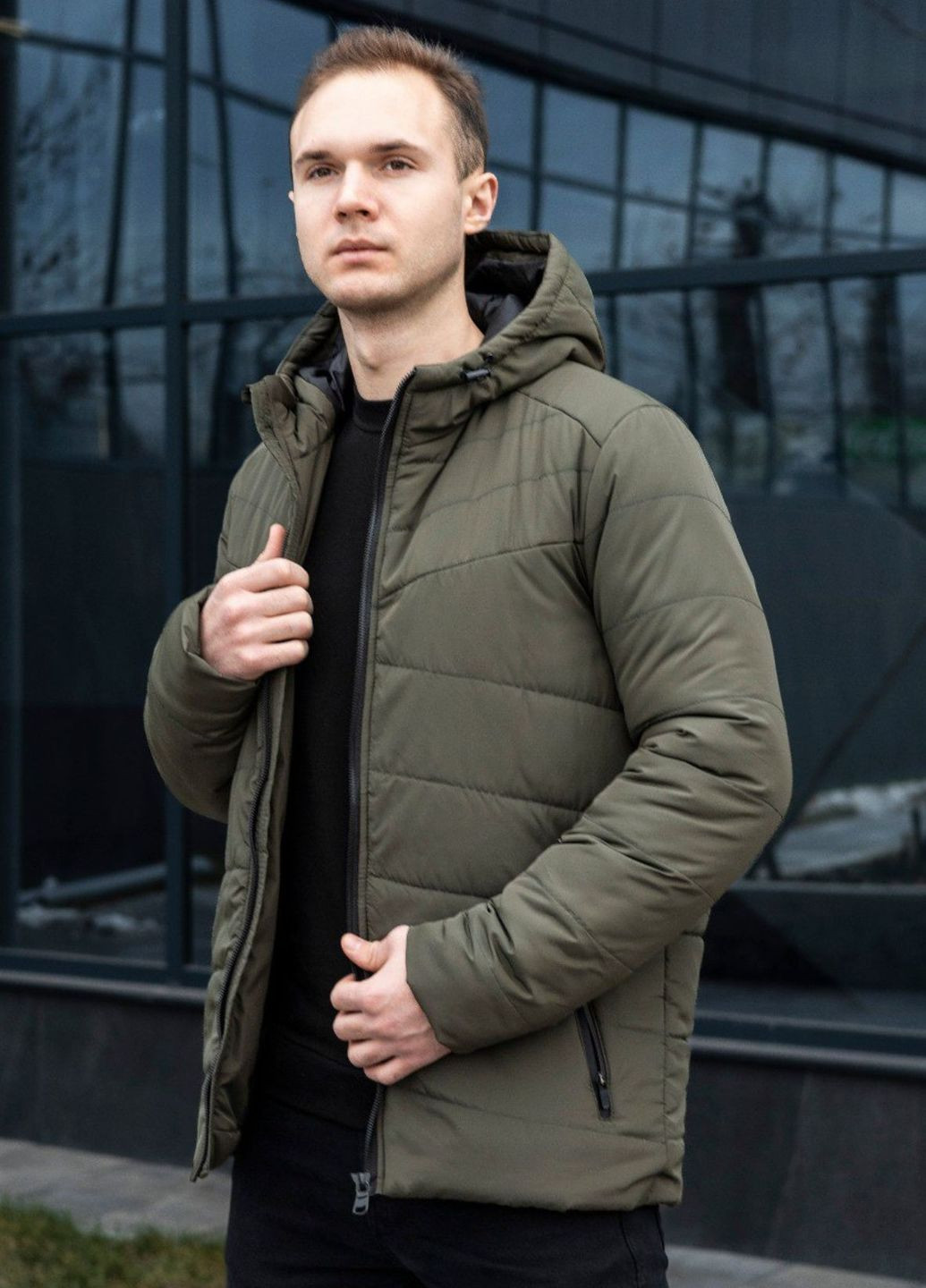 Оливкова (хакі) зимня зимова куртка No Brand