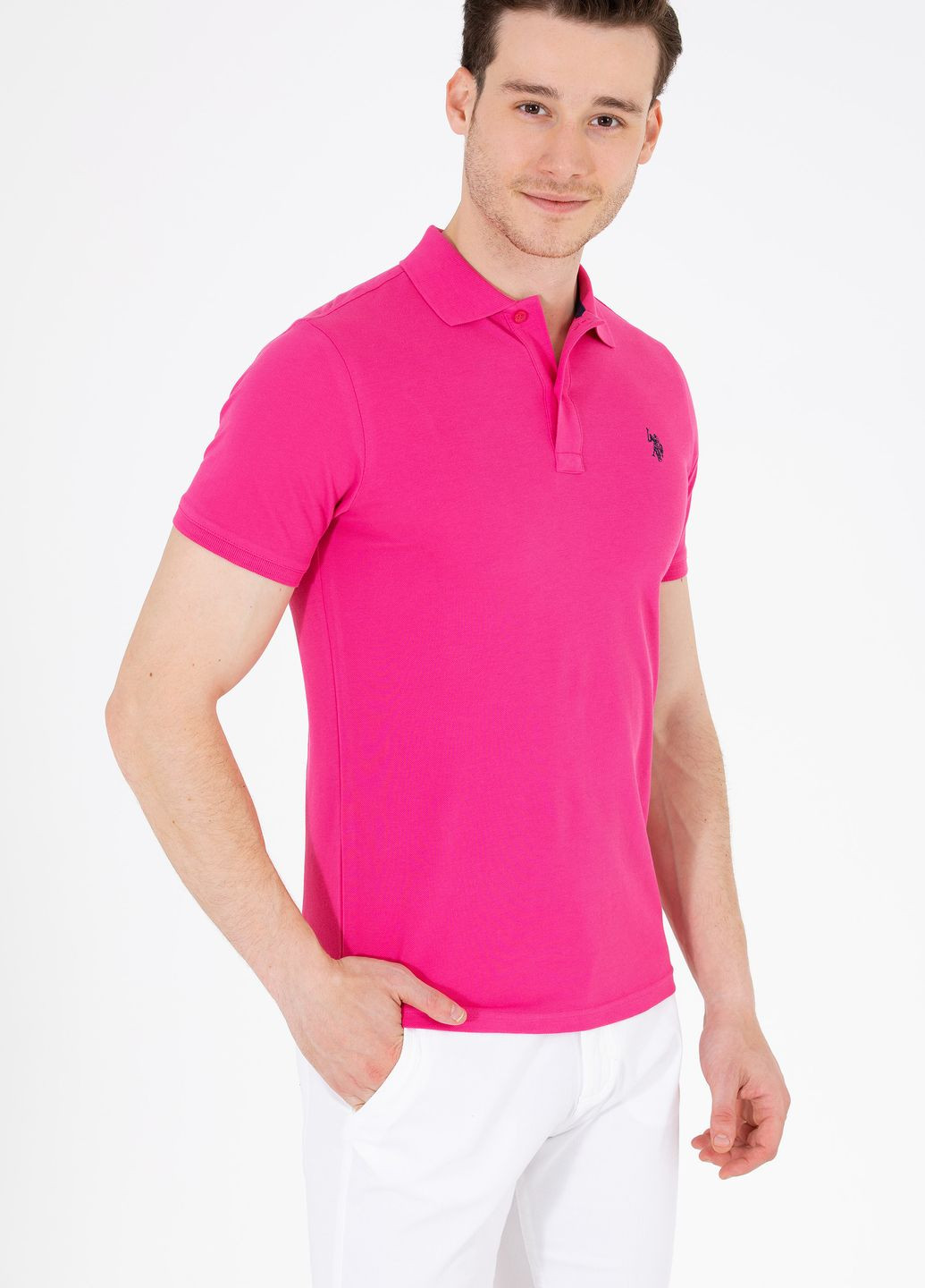 Кислотно-рожева футболка поло чоловіче U.S. Polo Assn.