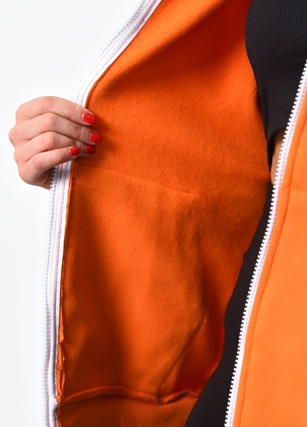 Спортивная кофта женская на флисе оранжевого цвета Let's Shop (272092391)
