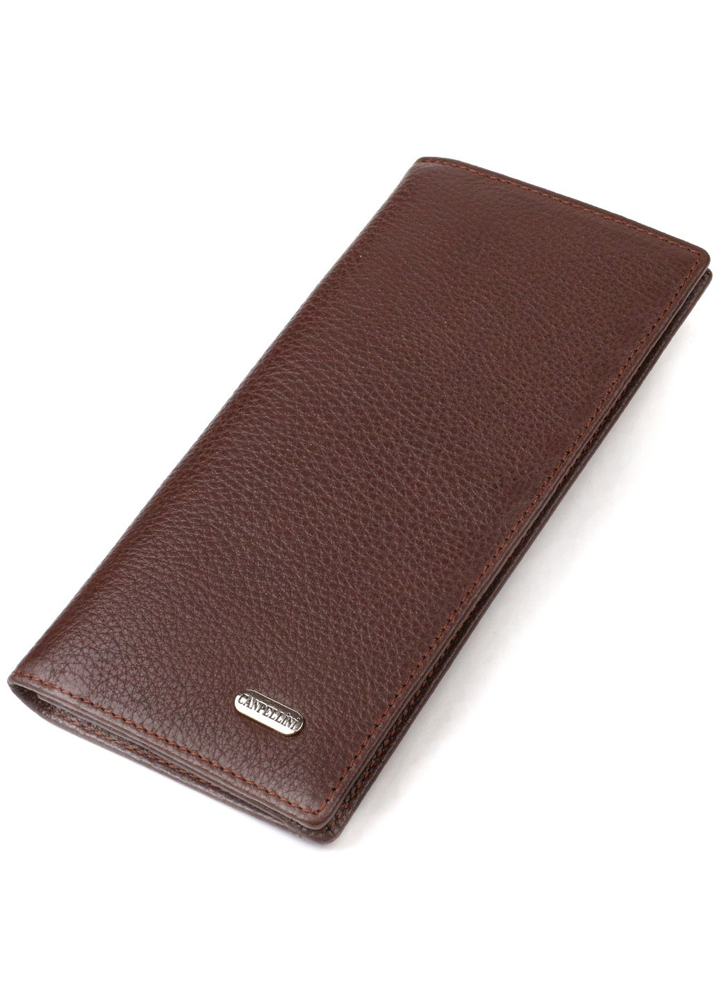 Мужской вертикальный бумажник без застежки из натуральной кожи 21904 Коричневый Canpellini (259874058)