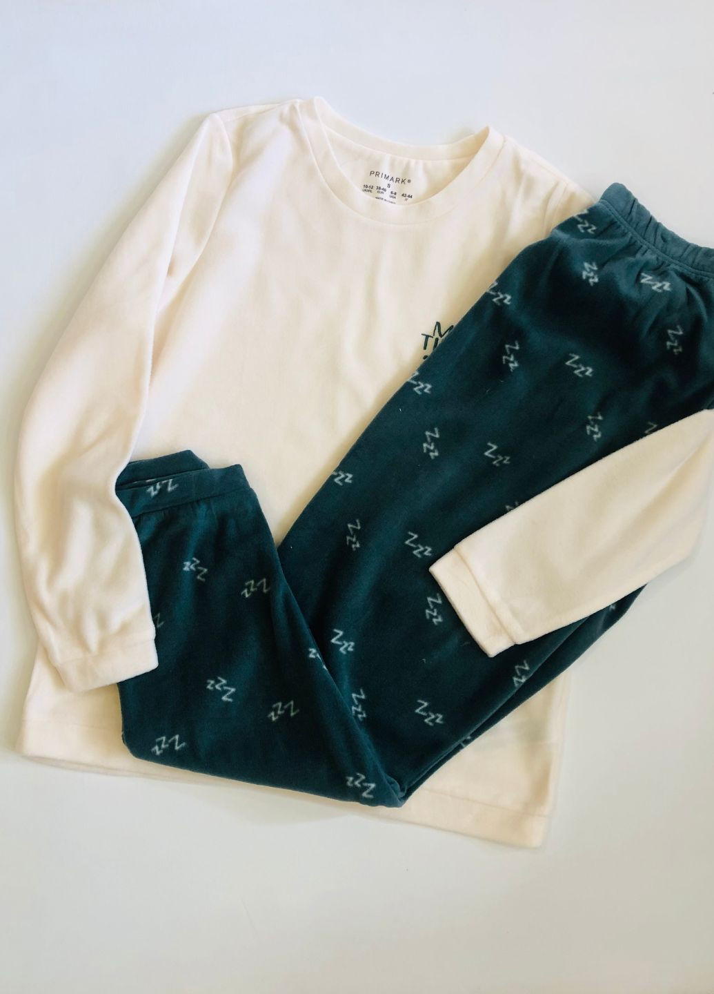 Комбинированная зимняя флисовая теплая женская пижама свитшот + брюки Primark