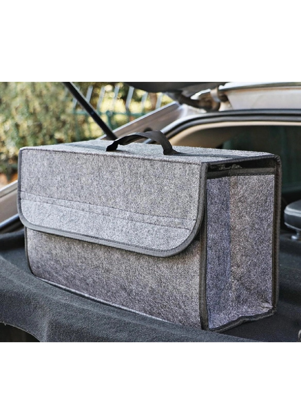 Автомобільний компактний портативний місткий органайзер в багажник штучна повсть 50х25х15 см (475086-Prob) Сірий Unbranded (261409534)