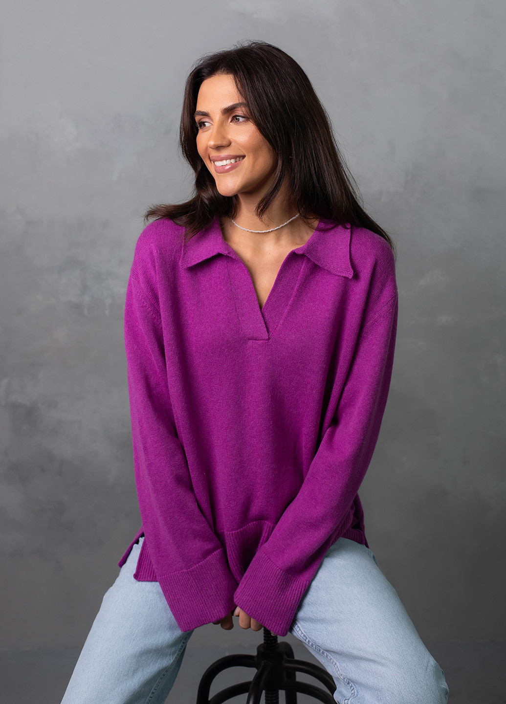 Фиолетовая женская футболка-поло женское Viviami