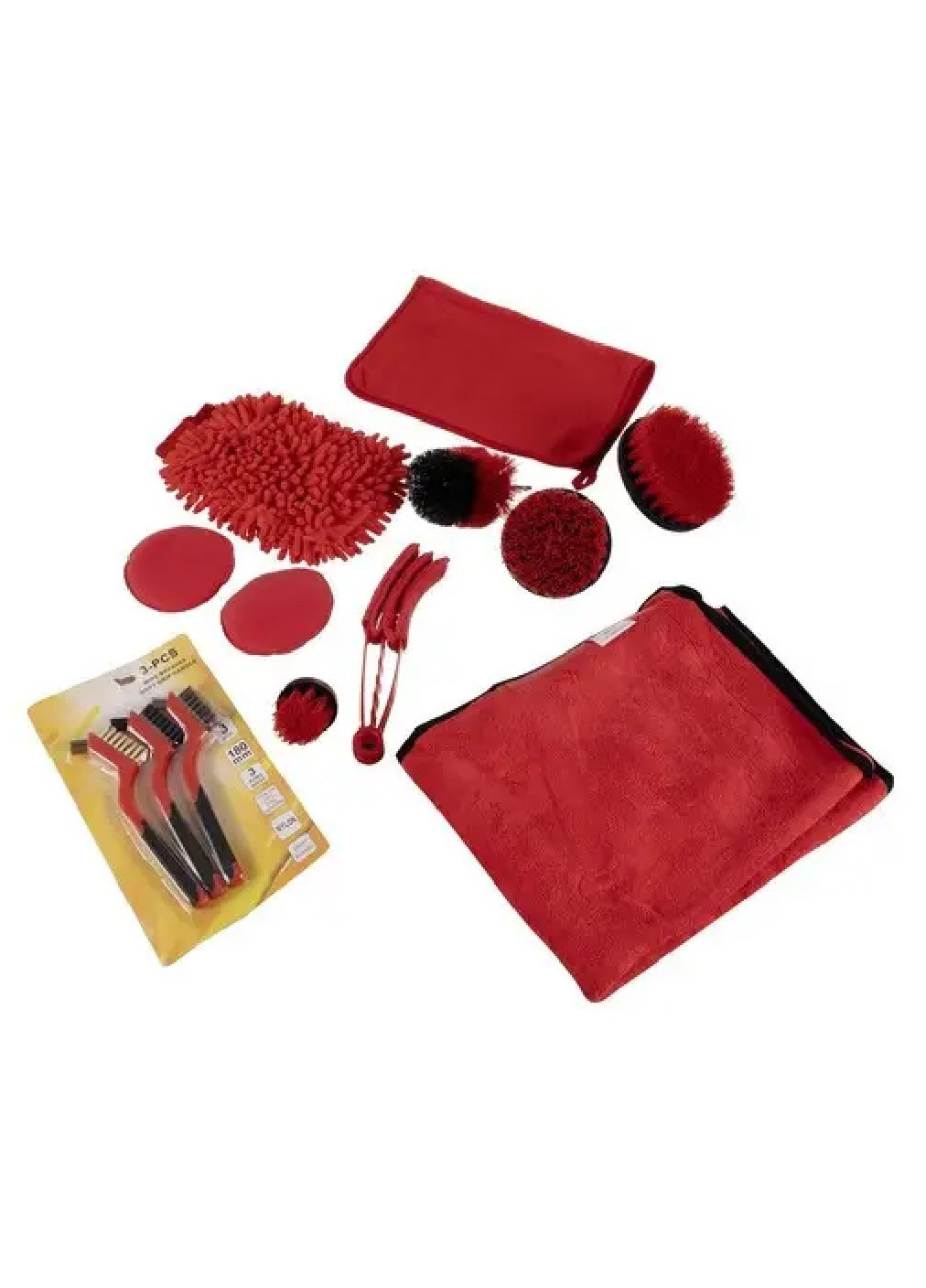 Большой набор комплект щеток для ухода детейлинга за автомобилем 19 вещей 28,5х24х8,5 см (476150-Prob) Черный с красным Unbranded (276902899)