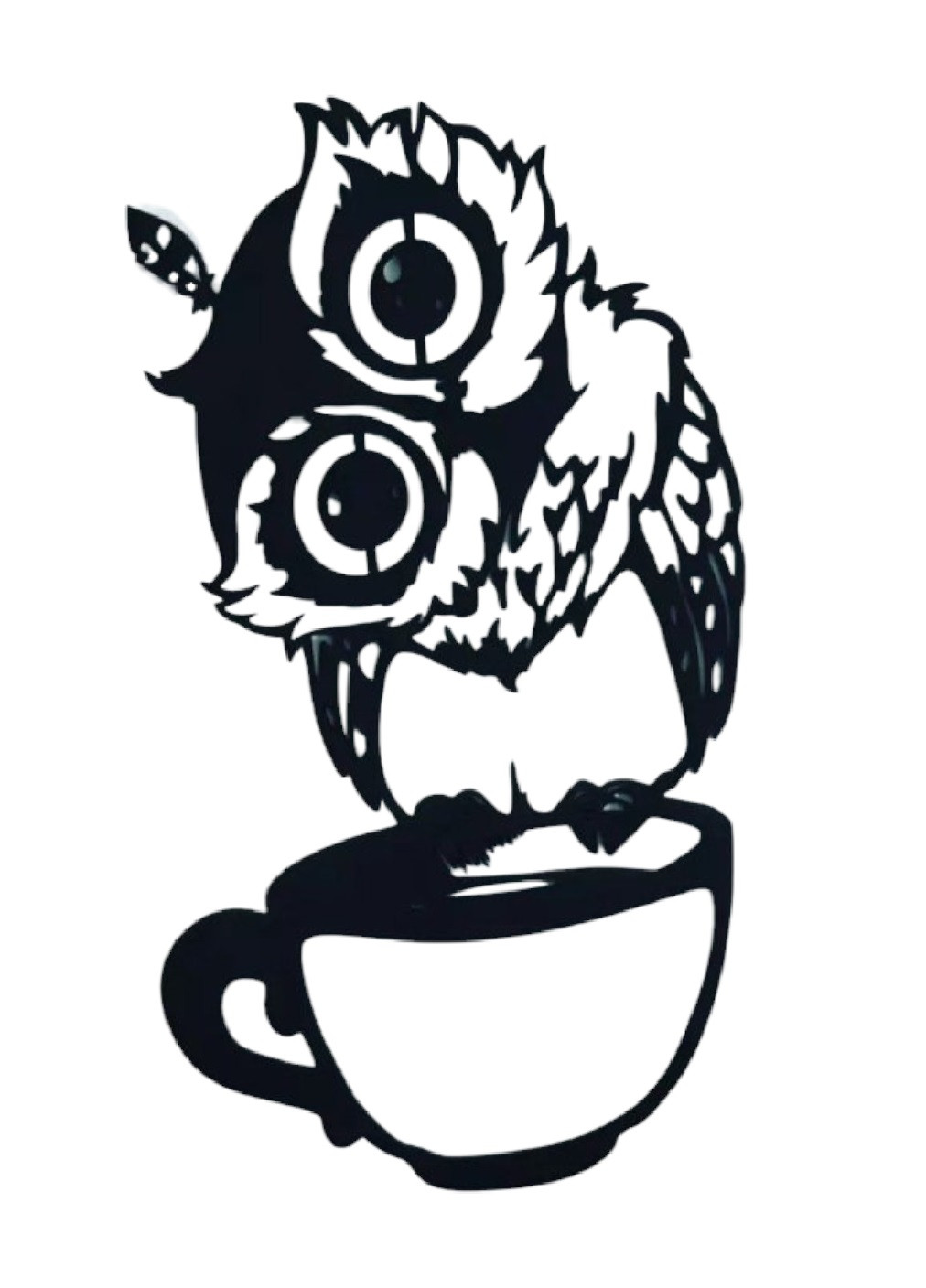 Декоративне об'ємне панно декор картина на стіну у вітальню спальню передпокій 40х25 см (475921-Prob) Сова на чашці Unbranded (275068664)