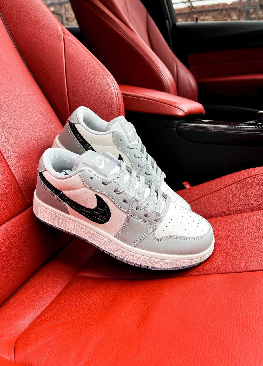 Белые демисезонные мужские кроссовки, белые (n064203-1) Nike Air Jordan 1 Low Gray Dior