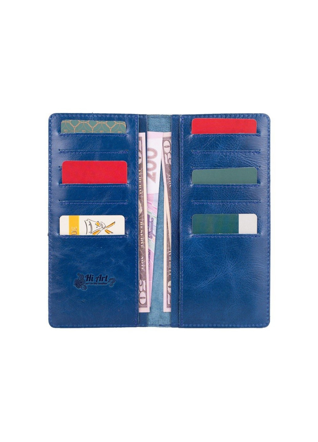 Шкіряне портмоне WP-02 Crystal Blue Mehendi Art Синій Hi Art (268371336)