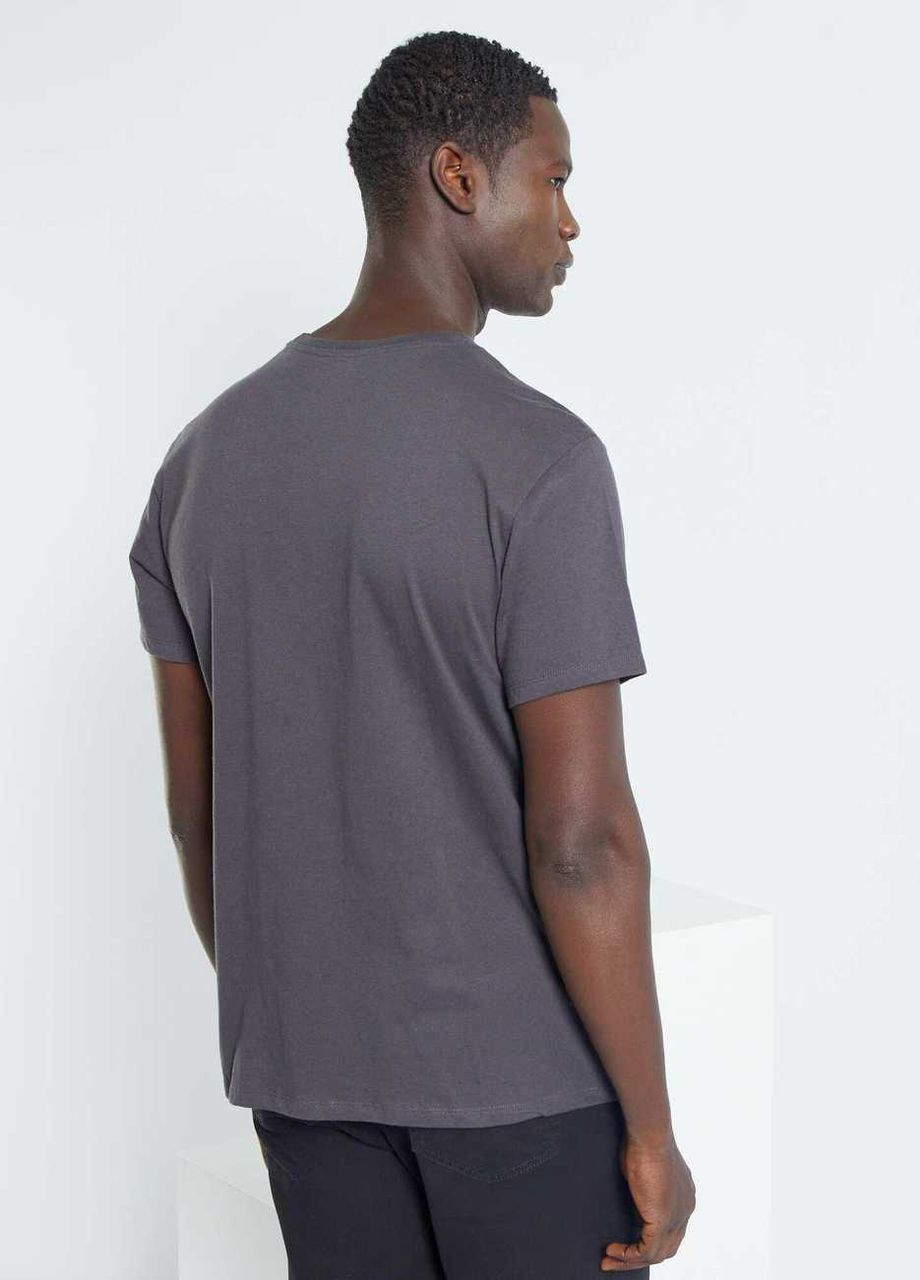 Темно-серая футболка basic,темно-серый с принтом, Kiabi