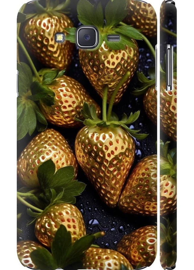 3D пластиковый матовый чехол 'Золотая клубника' для Endorphone Samsung Galaxy J7 J700H (259321377)