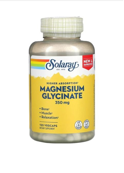 , гліцинат магнію з підвищеною засвоюваністю, 350 мг, 120 капсул VegCap Solaray (260954449)