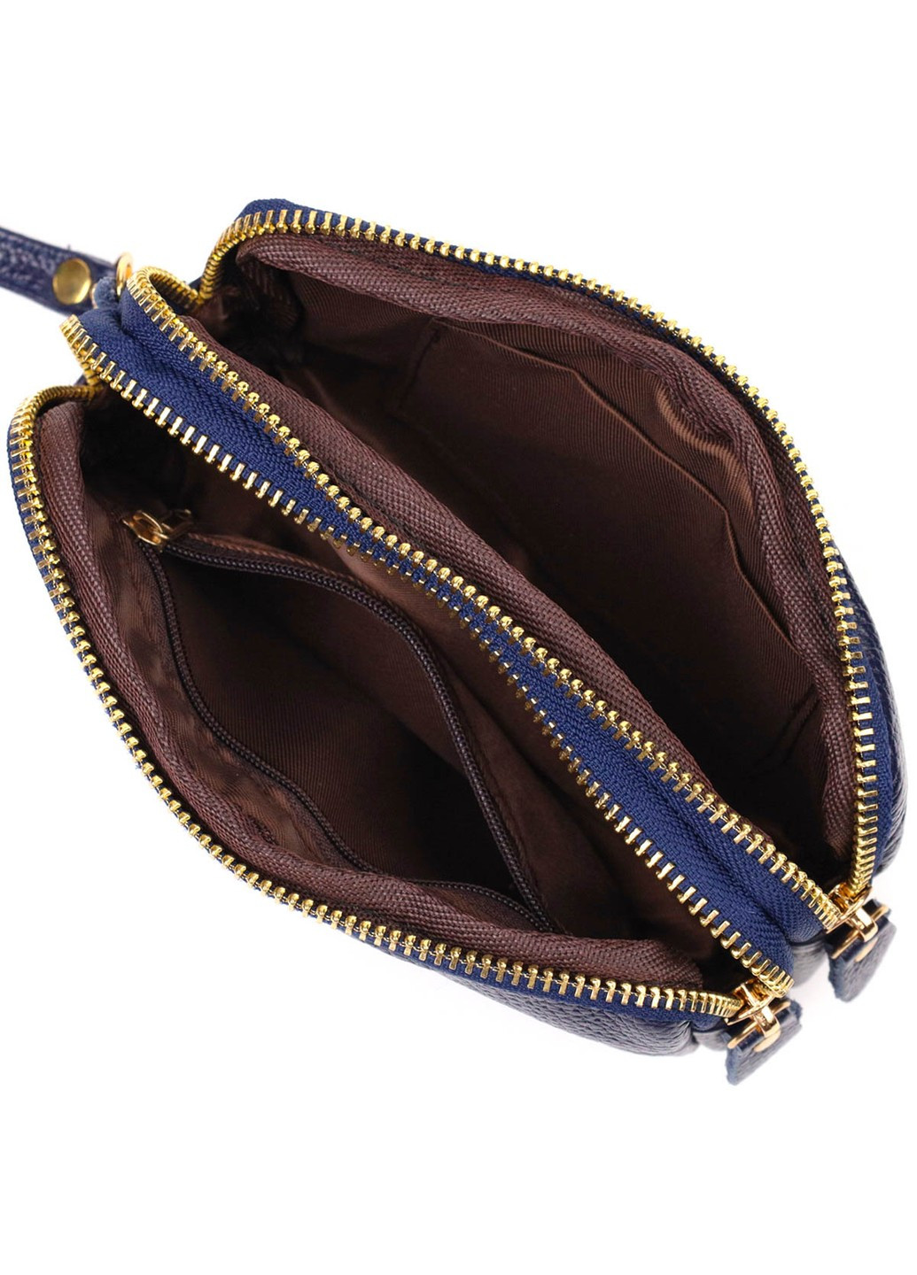 Компактний жіночий клатч на два відділення з натуральної шкіри 22089 Синій Vintage (260360871)
