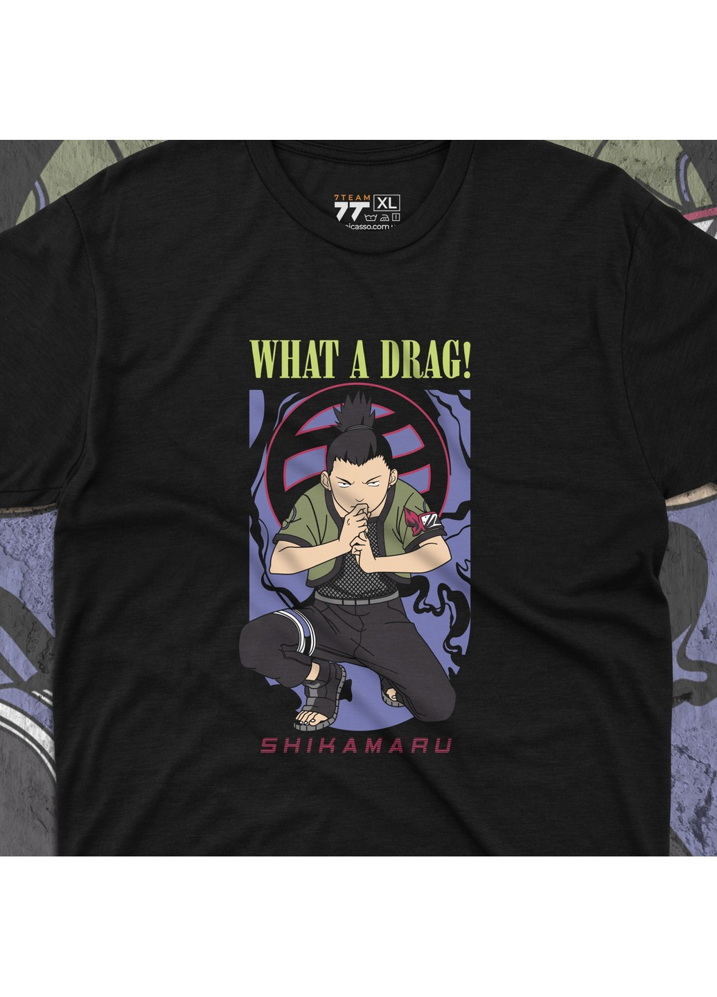 Чорна футболка з принтом наруто - шикамару 2 No Brand