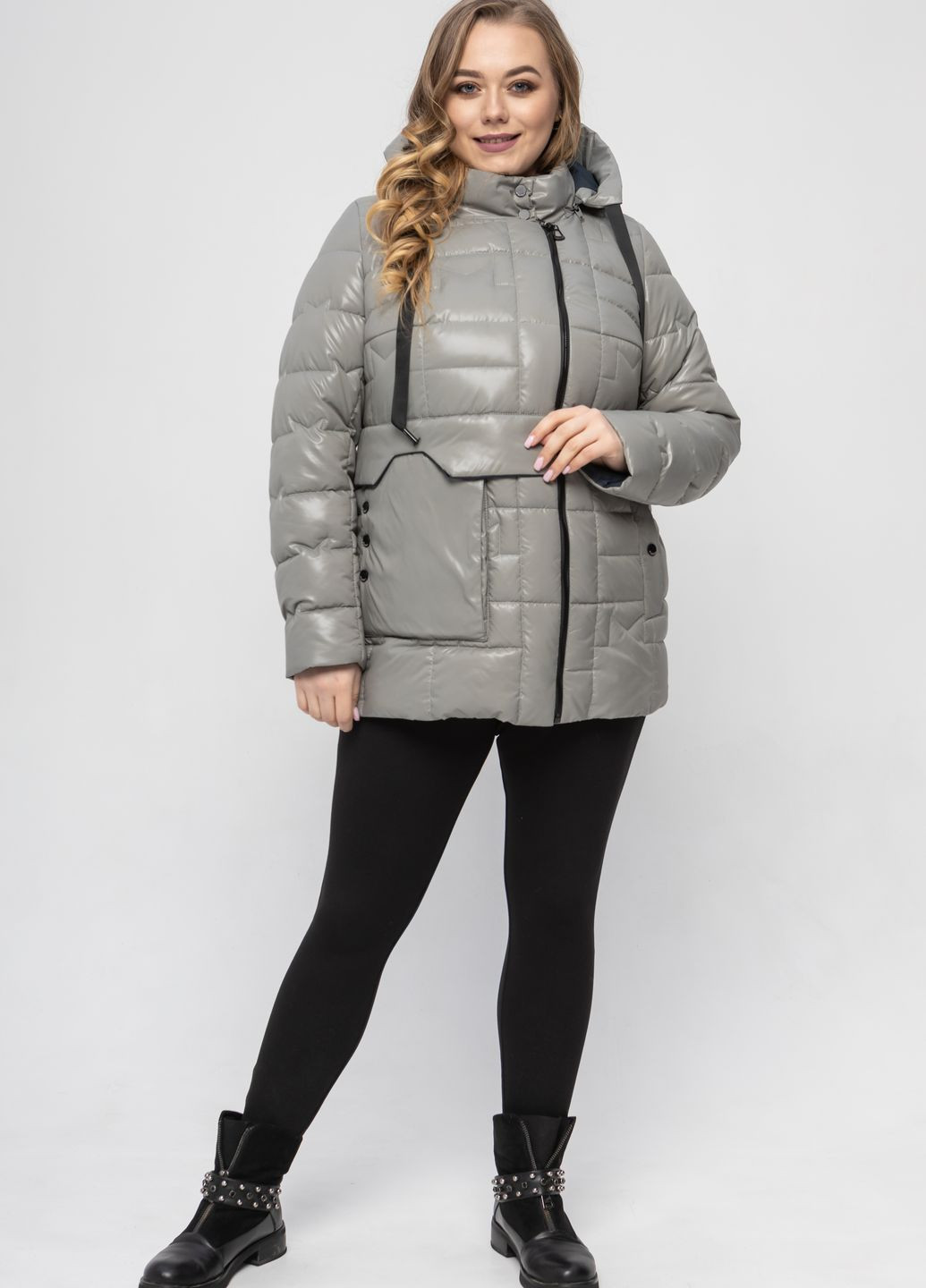 Оливкова демісезонна весняна жіноча куртка великого розміру куртка-піджак SK