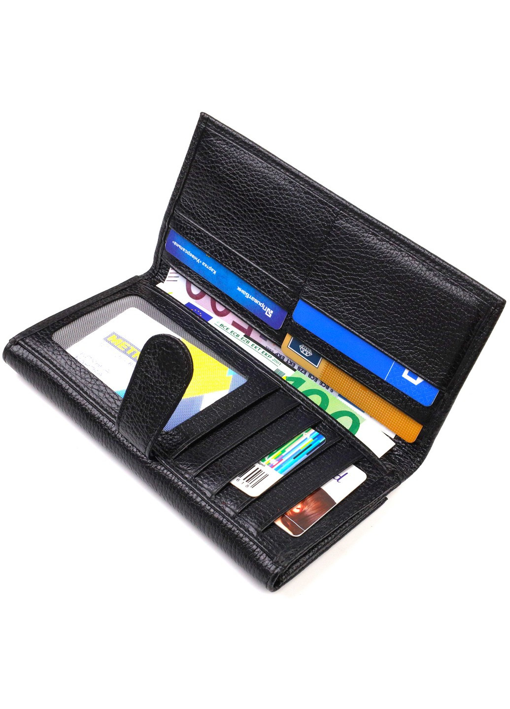 Уникальное портмоне унисекс из натуральной мелкозернистой кожи 21856 Черное Canpellini (259815860)