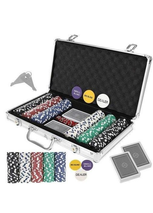 Набор для игры в покер в алюминиевом кейсе 200 фишек, две колоды карт Darshan No Brand (276461521)