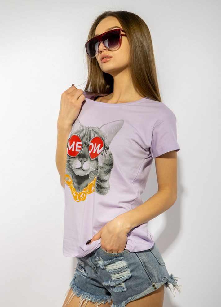 Сиреневая летняя стильная женская футболка (сиреневый) Time of Style