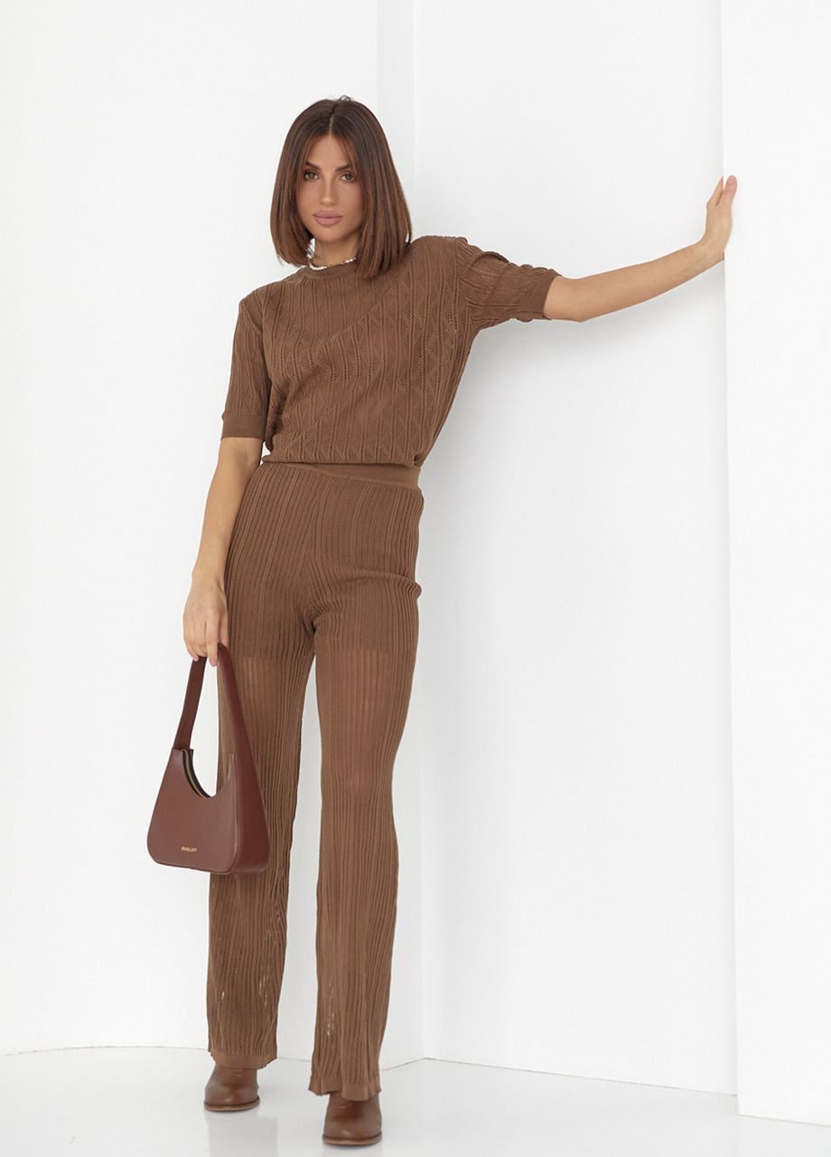 Женский костюм с ажурной вязки - коричневый Lurex (277358411)