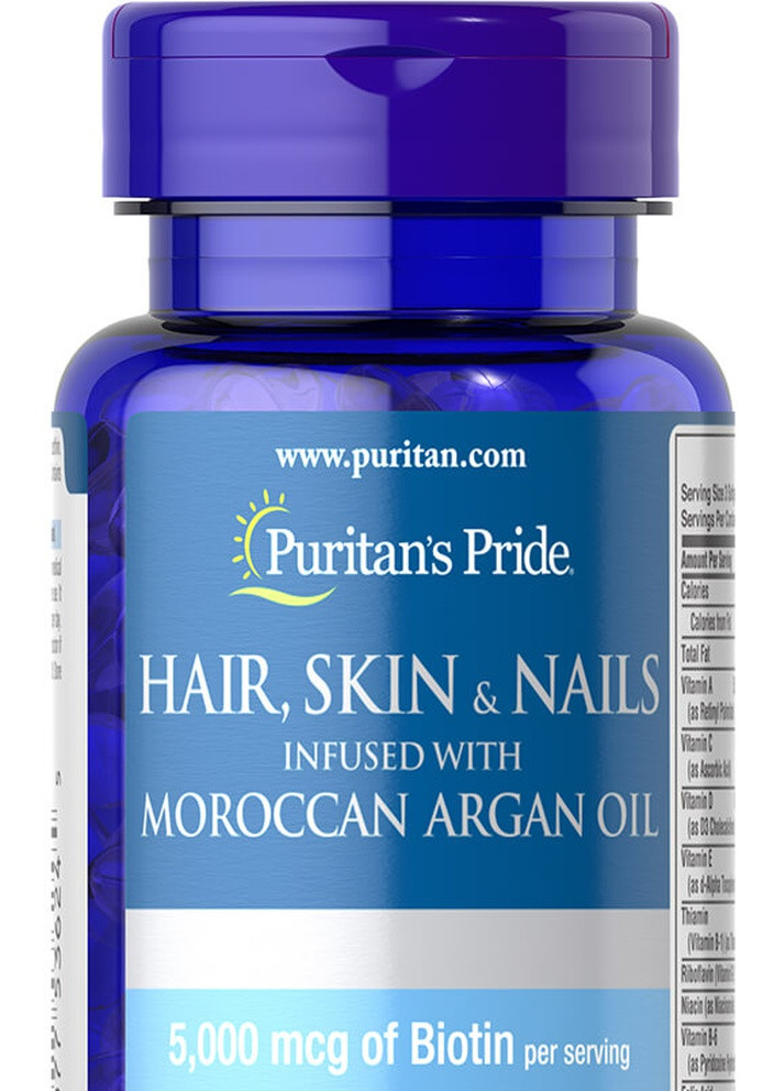 Puritan's Pride Hair Skin & Nails infused with Moroccan Argan oil 60 Softgels Puritans Pride (256721082)