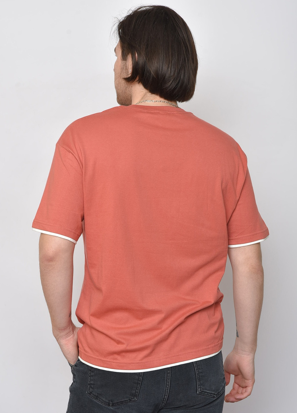 Теракотова футболка чоловіча однотонна теракотового кольору Let's Shop