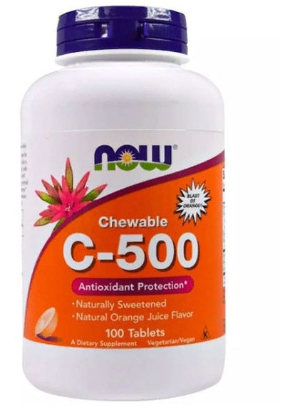Chewable C-500 100 Tabs Natural Orange Juice Flavor NF0630 Now Foods (256721616)