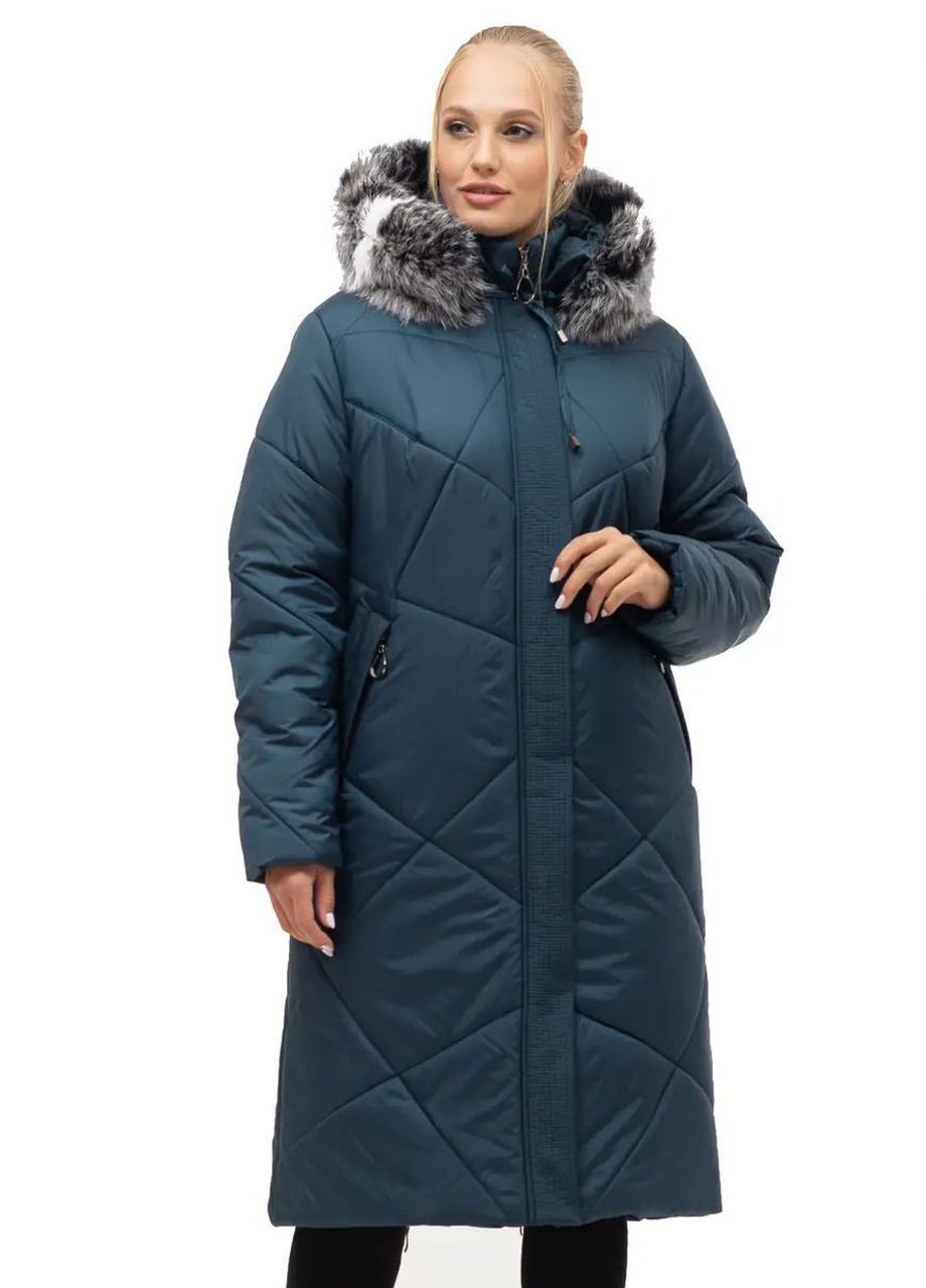 Темно-зелена зимня жіноча зимова куртка великого розміру SK