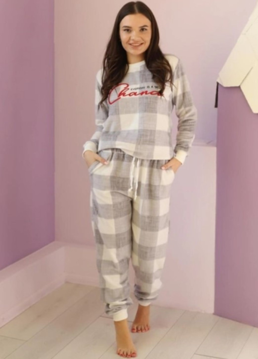 Жіночий флісовий домашній костюм піжама з довгим рукавом Home Comfort Mirano (273169609)
