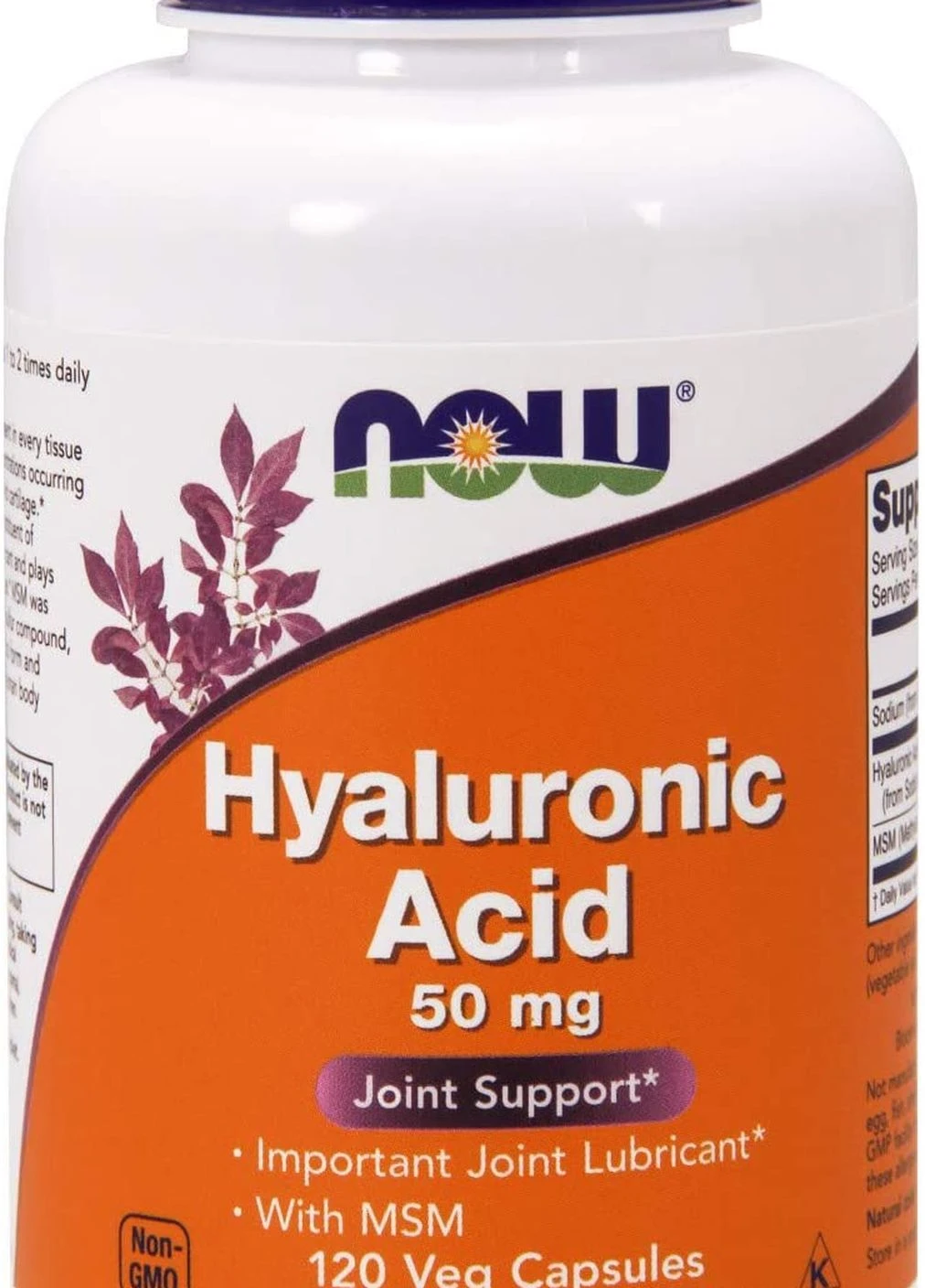 Гіалуронова кислота Hyaluronic Acid 50 mg with MSM 120 veg caps Now (269138262)
